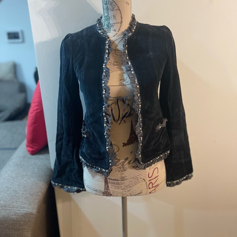 Rebecca Taylor Black Velvet Trim Blazer